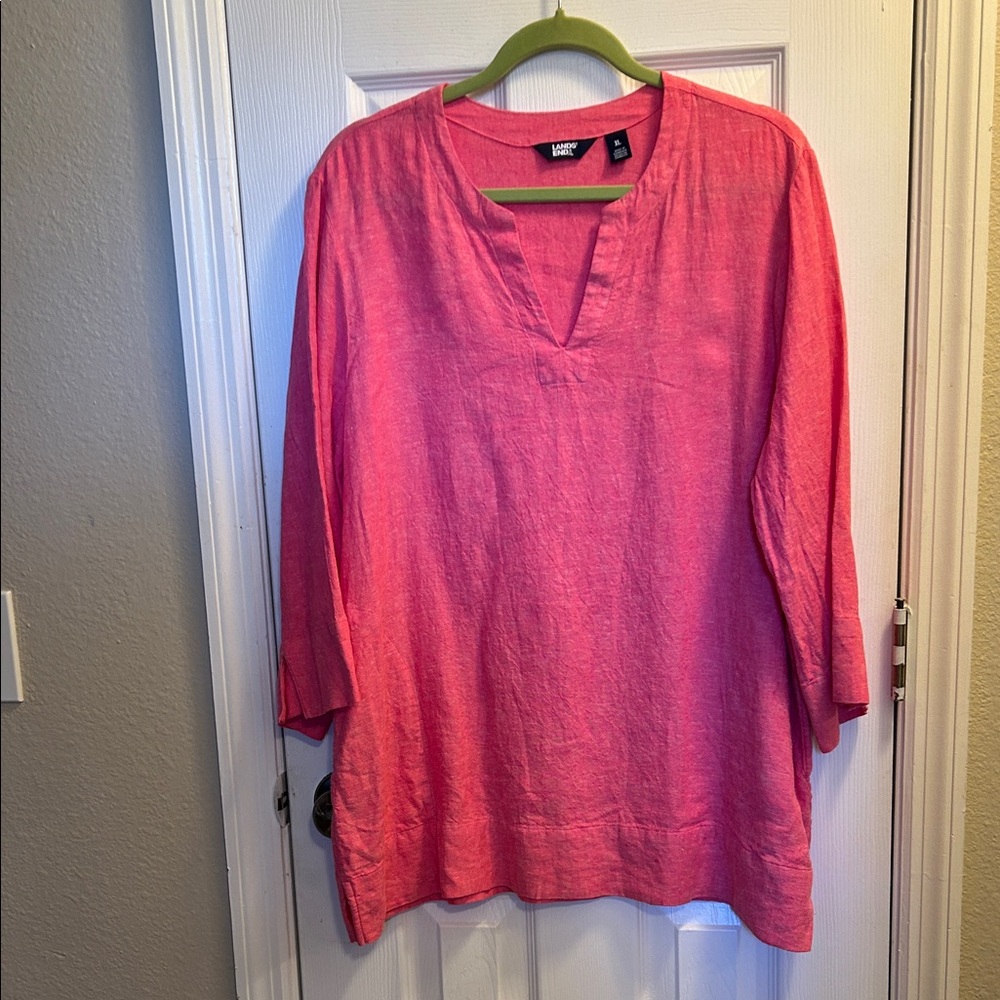 Lands End Heather Red Tunic Top